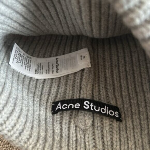 Acne Studios Pansy ribbed-knit wool beanie Light Grey Melange OS - Picture 4 of 7
